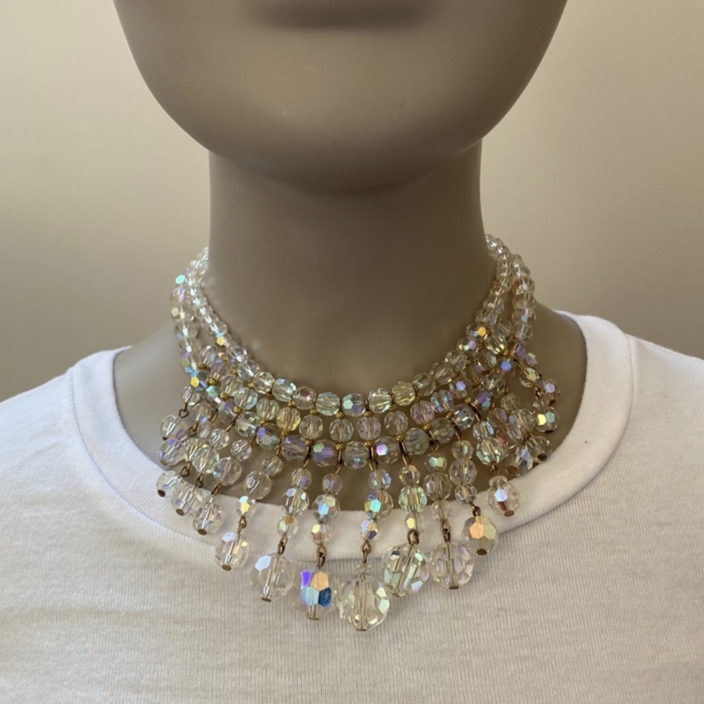 VTG HIGH QUALITY AB GLASS CRYSTAL CHOKER NECKLACE - Picture 1 of 6